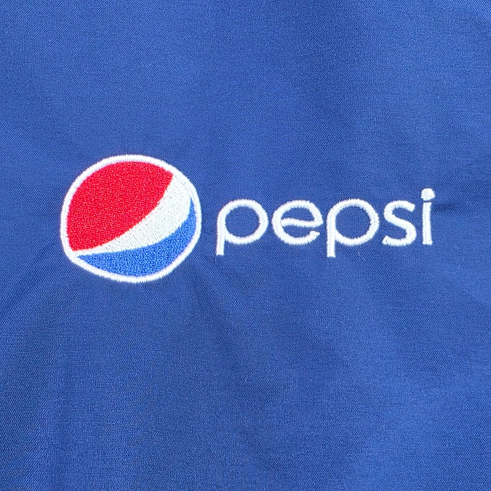 Pepsi Embroidered‎ Logo Blue Nylon Fleece Lined Zip Up Jacket Mens XL